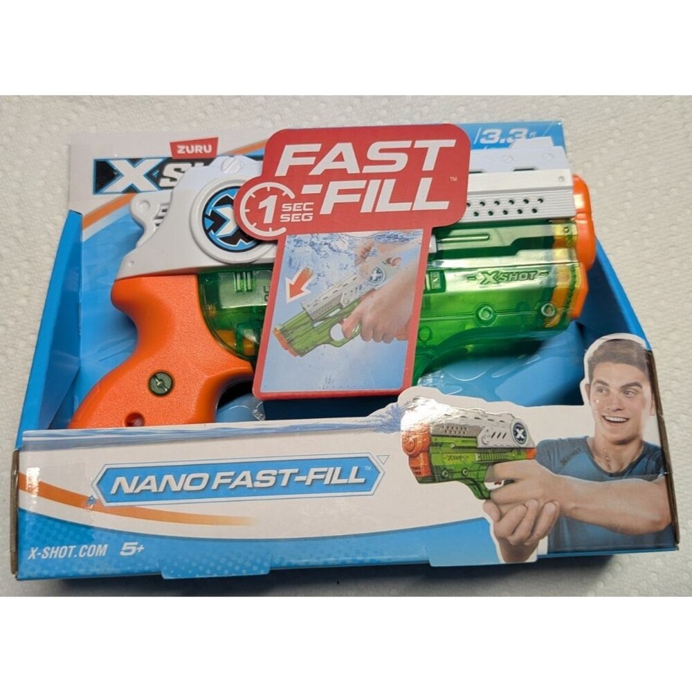 ZURU X-Shot Nano Fast-Fill Water Blaster Squirt Gun Green/Orange/White 2021
